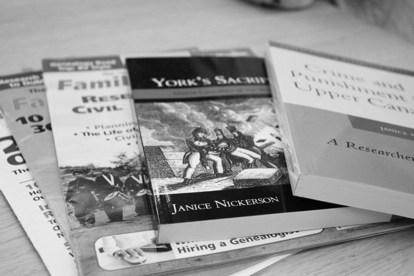 image of books and articles published by Janice Nickerson of Upper Canada Geneaology 