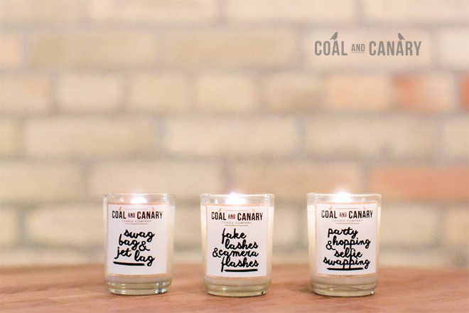 image of coal and canary candles 