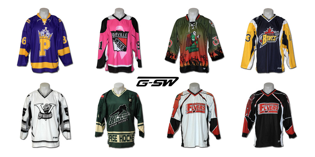 image of custom sublimated hockey uniforms by G-SW