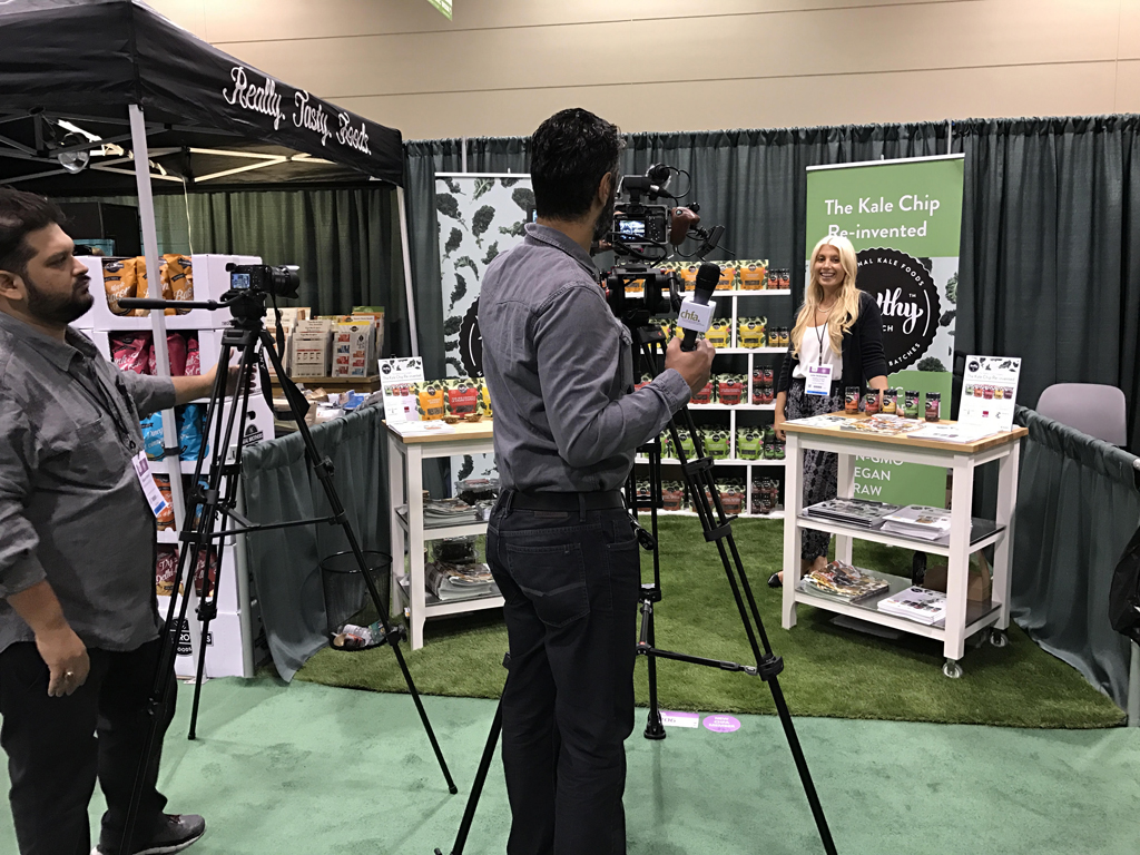 image of Julie Bednarski and the Healthy Crunch Company being interviewed